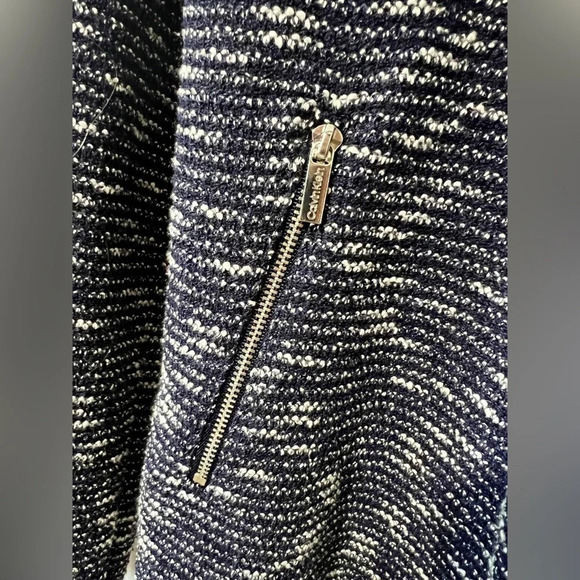 Calvin Klein Navy Tweed Moto Blazer Jacket - Small - Picture 5 of 7